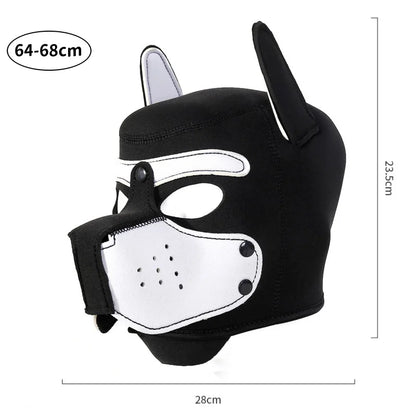 Fashion Unisex Sexy Costumes Latex Open Mouth Dog Headgear Halloween Pupply Play Party Couples Games Full Face Fetish Masks Hood