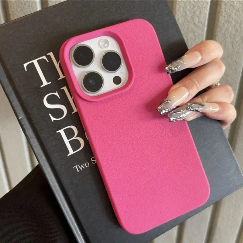 Candy Color Lichee Pattern Soft Phone Case For iPhone 18 17 Pro Max 11 12 13 14 15 16 Pro Max Air 16E X XS XR Shockproof Cover