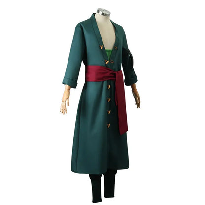 Roronoas Cosplay Costume Anime Kimono Robe Zoro Cloak Uniform Halloween Outfits With Earrings For Comic Con