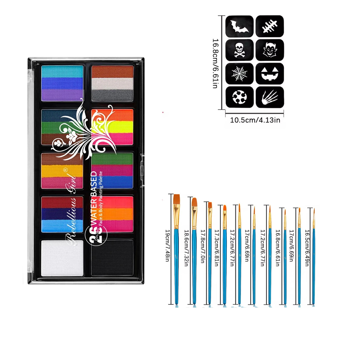 Body Face Painting Kit for Kids Adults,10 Color Face Makeup Palette with Brush,Halloween Carnival Artist Cosplay Art Party