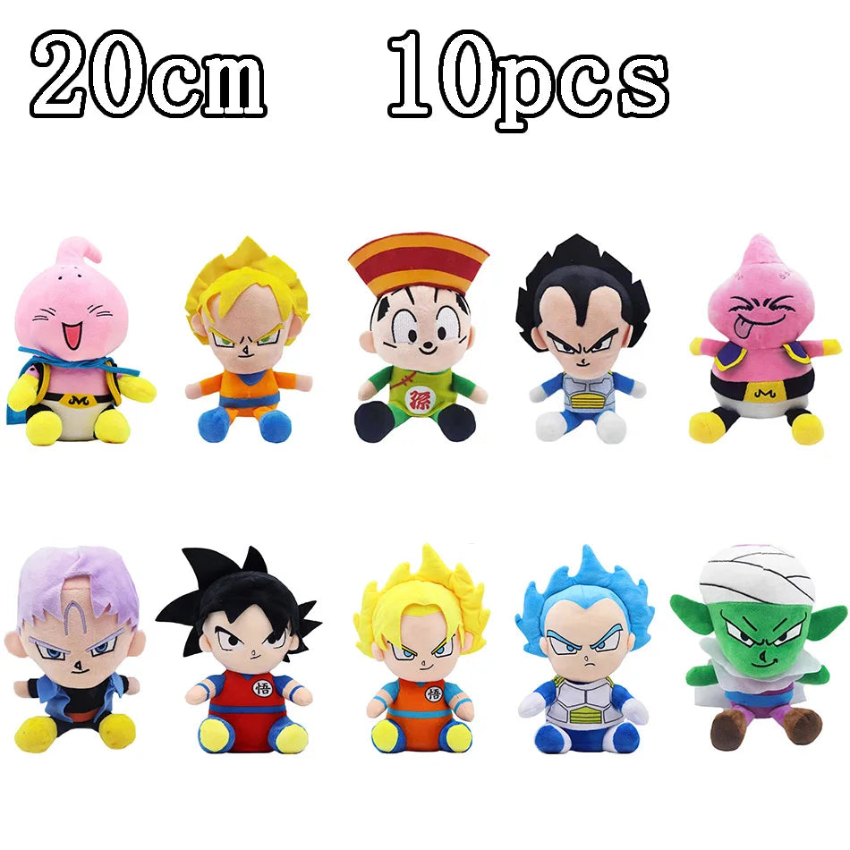 20cm Dragon Ball Japan Anime Plush Toys Super Saiyan Goku Vegeta Picollo Trunks Gohan Cartoon Figure Stuffed Dolls Child Gifts