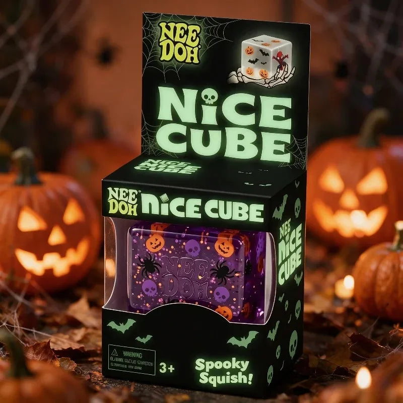 Halloween ghost Nee Doh Nice cube slow rebound soft toy maltose cube fidgety decompression extrusion toy party holiday gift.