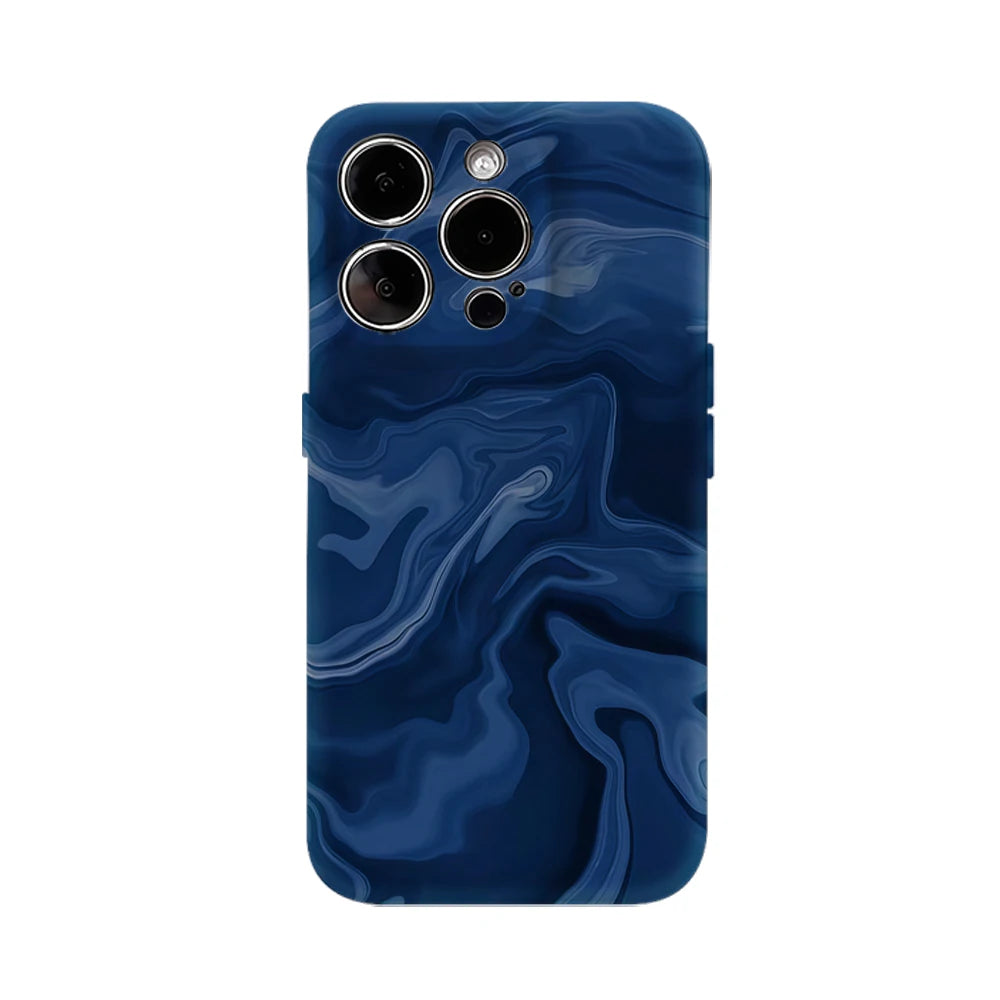 Deep Sea Ripples Design Double-Layer Back Cover Phone Case for iPhone 18/17/16/15/14/13/12/11 Pro/Max/Plus - Protective Case