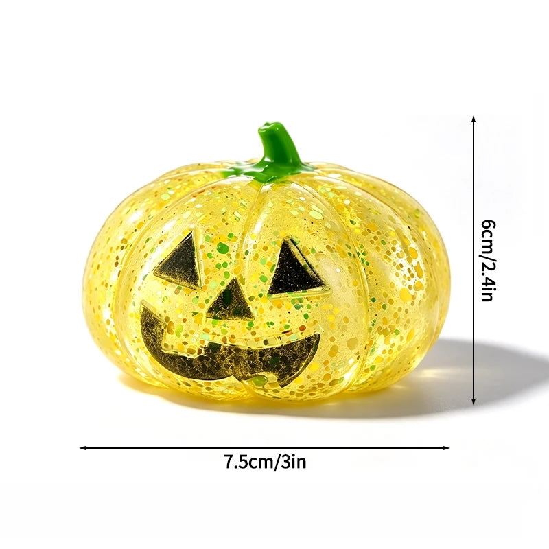 2026 Halloween Maltose Squishy Sequins Glitter Pumpkin Squeeze Balls Anti-stress Slow Rebound Pinch Toy Halloween Party Favors
