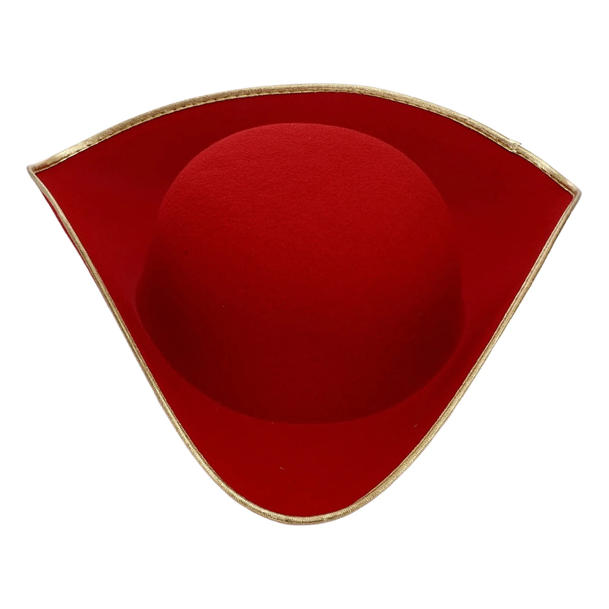 Men Women Unique Tricorn Hat Pirate Cap Metallic Brim Embellish Felt Hat for Masquerade Halloween Cosplay Colonial Costume Hat