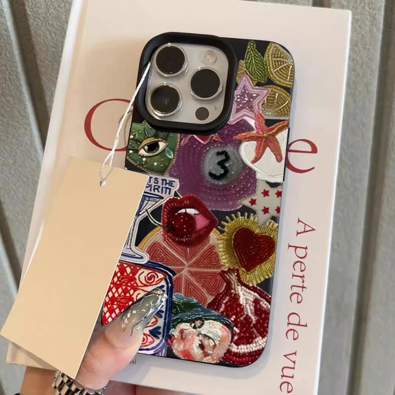 Retro Fruit Pattern Phone Case For iPhone 17 18 Pro Max 16 15 14 13 12 11 Pro Max 16e X XR XS Max 15 14 Plus Shockproof Cover