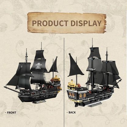 Black Pirate Ship Building Blocks Skeleton Ghost Boat Model Assembly Bricks Toys Desktop Decoration Kid Birthday Boy Adult Gifts