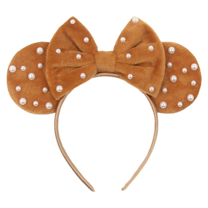 New Trendy Mouse Ears Headband 3.3"Velvet For Girls Soft Bow Hairband Halloween Festival Party Trip DIY Hair Accessories Gifts