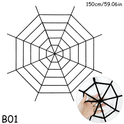 150/250cm Black White Spider Web Giant Stretchy Cobweb For Home Bar Garden Haunted House Horror Props Halloween Party Decoration