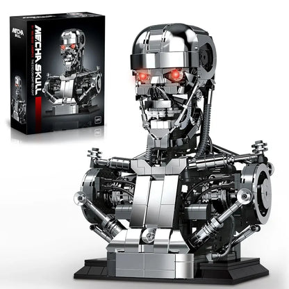 1469PCS Mecha Skull Skeleton Robot Building Blocks Movie T800 Bust Figures Model Desktop Ornament Construction Bricks Toys Gift