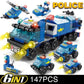 6in1 Police Sports Car Fire Engine Mini Loader Truck Plane Classic City Model Building Blocks Set Bricks Toy Gift for Kids