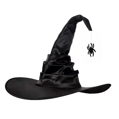 Halloween Folds Witch Wizard Black Hat Party Cosplay Costume Headgear Devil Cap Props Women Costume Accessory for Cosplay Party