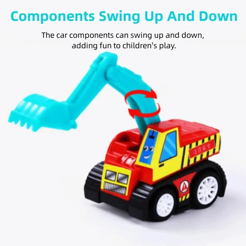 6/12Pcs Mini Inertial Pull Back Engineering Car Set Cartoon Toys Birthday Gift