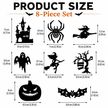 8pcs Halloween LED-Silhouette Wall Light Stickers Glow-In-The-Dark Bats Spiders Wall Decor Spookys Pumpkins Spiders Tree Decor