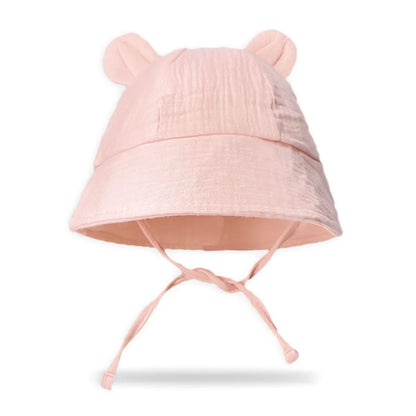 INS Summer Baby Solid Color Gauze Basin Hat New Rabbit Ear Fisherman Hat for Kids Sun Hat