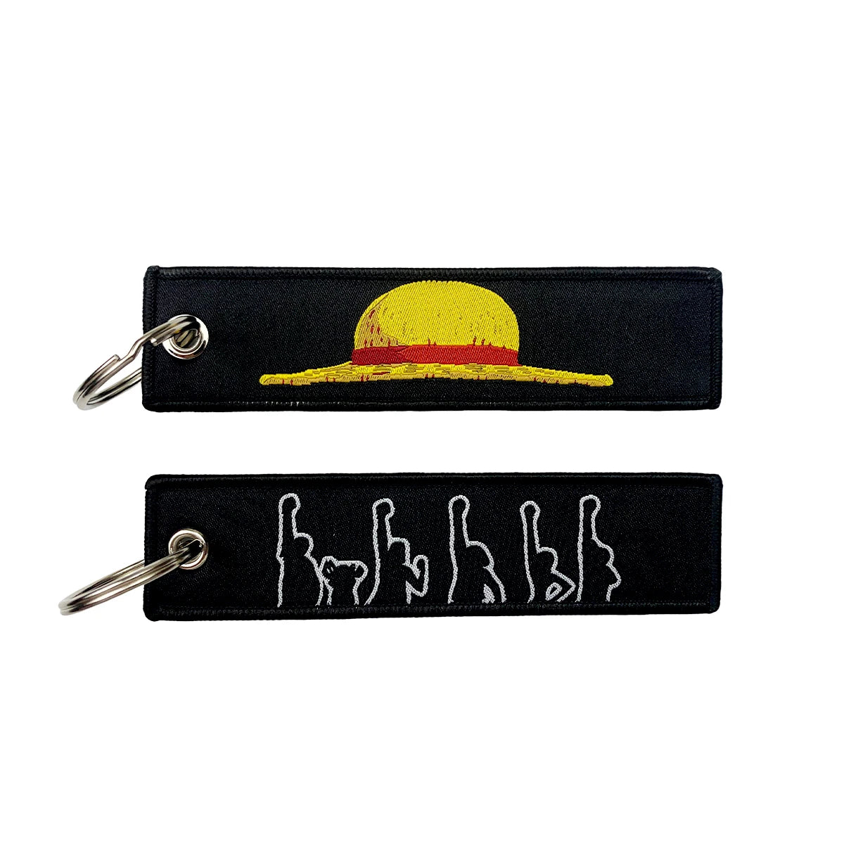 One Piece Anime Key Chains with Cute Jet Manga Embroidery Fashion Key Tag for Jewelry Accessory Key Ring Holder Gift Anime Fans