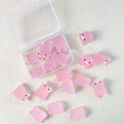 6/15/30/1Box Luminous Pig Design Glow in The Dark Creative Mini Pink Pig Miniature for Garden Landscape Home Decoration