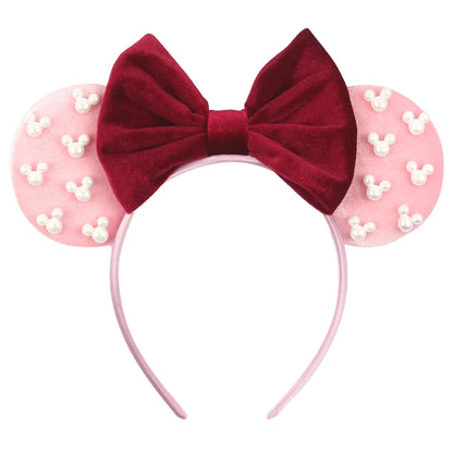 New Trendy Mouse Ears Headband 3.3"Velvet For Girls Soft Bow Hairband Halloween Festival Party Trip DIY Hair Accessories Gifts