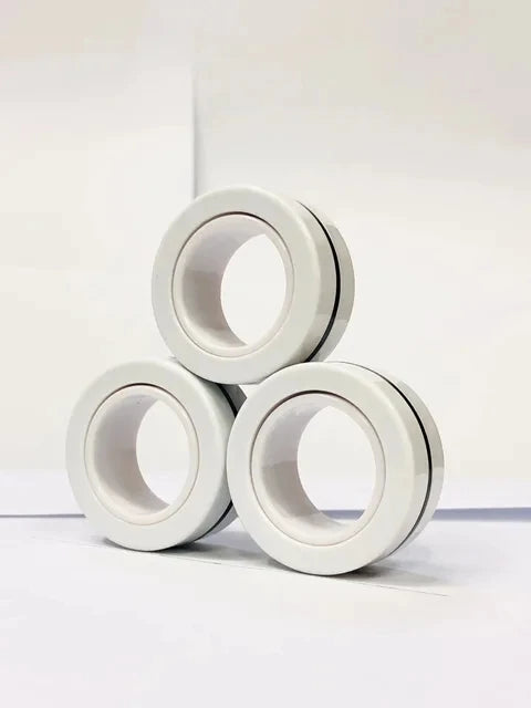 3PCS Magnetic Ring Fidget Toys Set ADHD Anxiety Magnetic Finger Spinner Pack for Teens Adults and Kids Magnet Stress Relief Toy