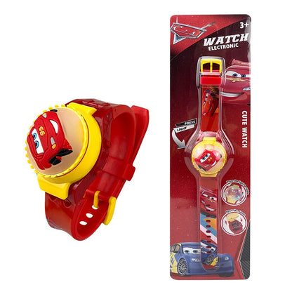 New Spiderman Kids Watches For Boys Cartoon Hello Kitty Stitch Children Rotate Watch with Flash Light Sanrio Girls Toys Clock