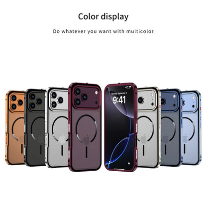 For Magsafe Matte Backplane 2in1 Magnetic Phone Case for iPhone 18 17 Pro Max 18Pro Aluminum Alloy Buckle Border Removable Cover
