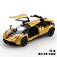 (Bagged) 1/43 Scale Gold Pullback Racing Car, Die-Cast Metal, Three Doors That Open. Exquisite Boy Toy, Mini Pocket Toy Car.
