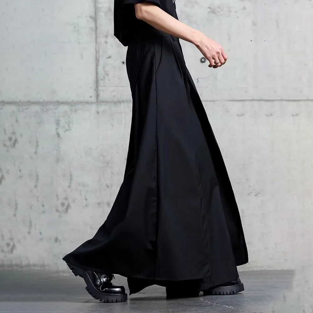Gothic Y2K Single Layer Thick Japanese Culottes Dark Style Streetwear Draped Personality All Match Casual Pants Unisex 2024