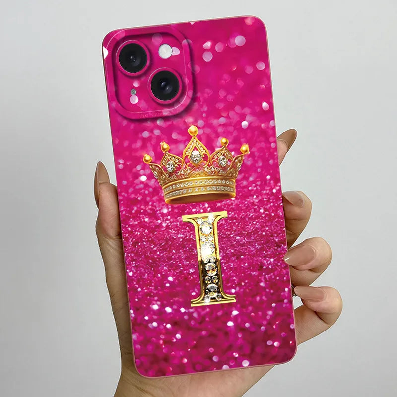 For Apple iPhone 15 Plus Case iPhone15 Pro Crown Letter Cover Soft Liquid Phone Case For iPhone 15 Pro Max iPhone15 Fundas Coque