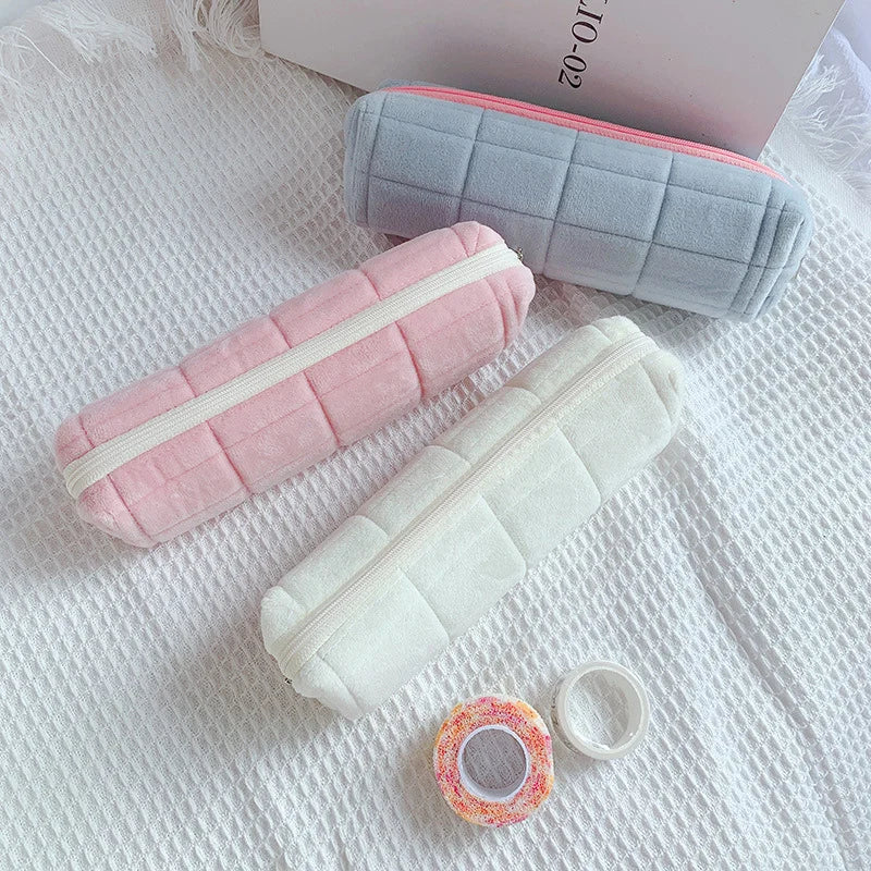 Kawaii Pencil Case Creative Pillow Bag Large Capacity Short fluff Bag for Girls School Supplies Stationery Box Cosmetic Bag