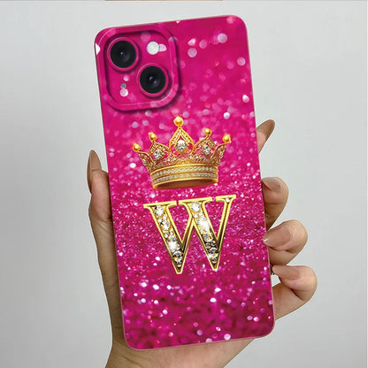For Apple iPhone 15 Plus Case iPhone15 Pro Crown Letter Cover Soft Liquid Phone Case For iPhone 15 Pro Max iPhone15 Fundas Coque