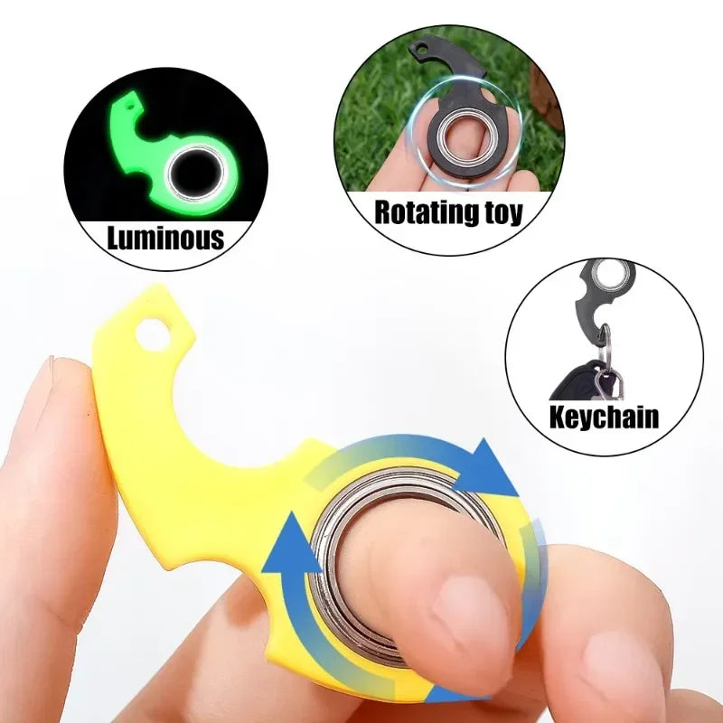 Creative Luminous Keychain Spinner Stress Toy Keychain Metal Toy Kid Fingertip Spinning Keyring  Relieve Anxiety Party Gift