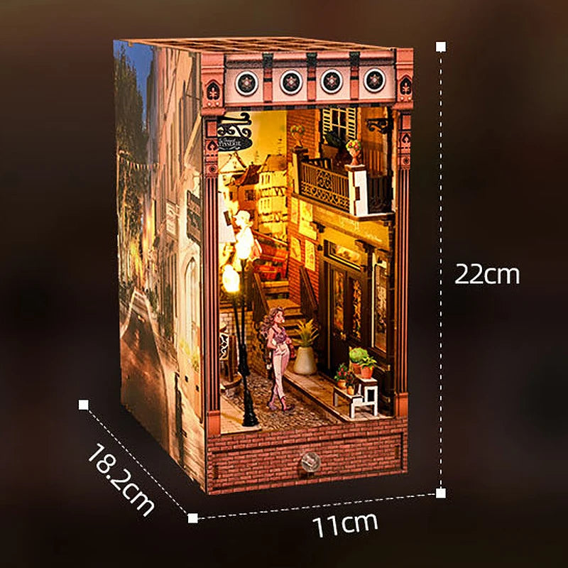 DIY Book Nook Kit Miniature Doll House With Furniture 3D Puzzle Model Building Wooden Bookshelf Bookend Toy Adults Birthday Gift