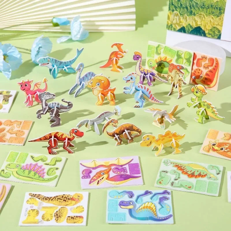 3D Animal Paper Puzzle Colorful DIY Paper Craft Kit Cute Animal Aircraft Tank Jigsaw Puzzle Toy Holiday Party Birthday Present
