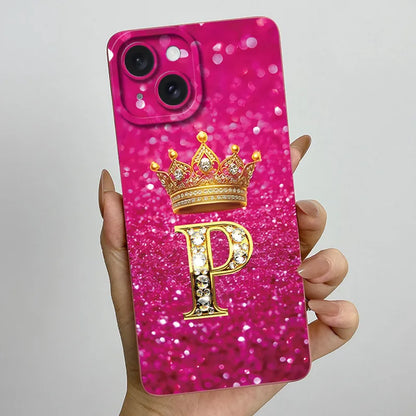 For Apple iPhone 15 Plus Case iPhone15 Pro Crown Letter Cover Soft Liquid Phone Case For iPhone 15 Pro Max iPhone15 Fundas Coque