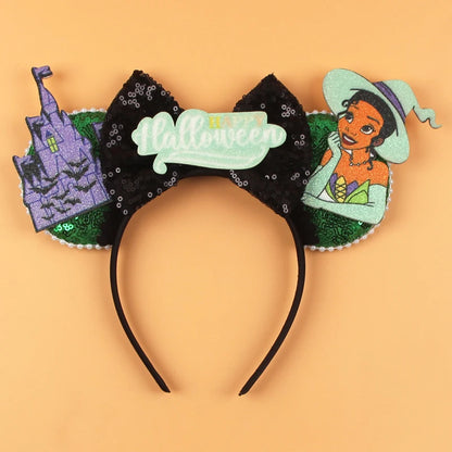 2024 Halloween Mouse Ears Headband Sequins Bow Hairband For Women Featival Party DIY Hair Accessories Boutique