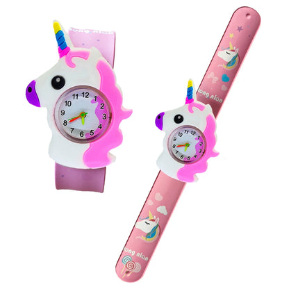Cartoon Printed Strap Children's Watch Colorful Silicone Baby Birthday Gift Kids Study Time Toy Girls Boys Watch Clock Bracelet