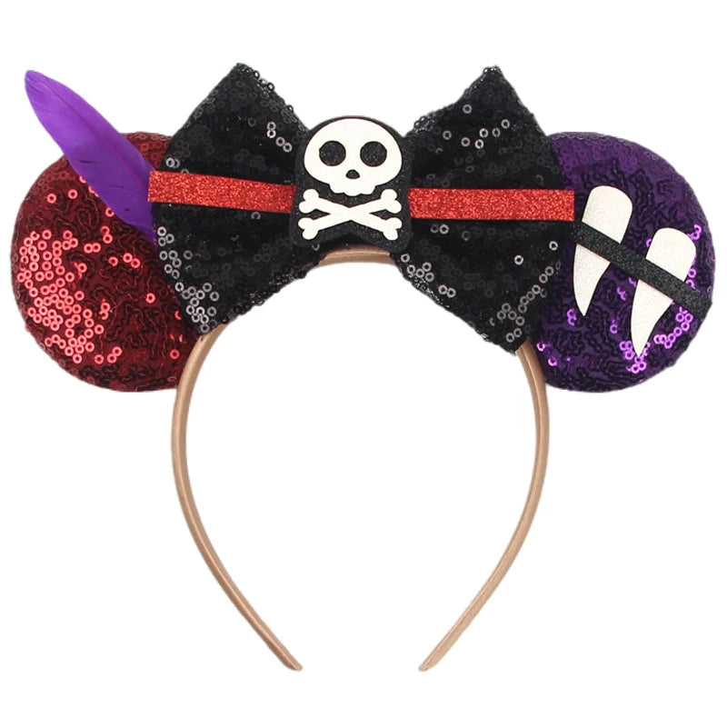 2024 Halloween Mouse Ears Headband Sequins Bow Hairband For Women Featival Party DIY Hair Accessories Boutique
