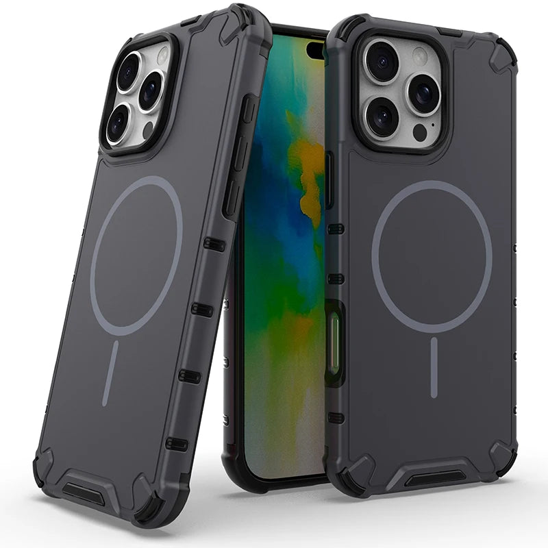 Anti-slip Bumper Armor Magnetic Magsafe Cover For iPhone 16 15 14 13 12 11 17 18 Pro Max 18Pro Military Shockproof Phone Case