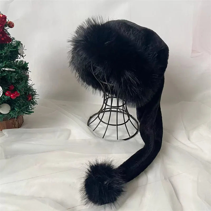 75cm Adult Black Plush Long Christmas Hat Xmas Costume Santa Halloween party decorations