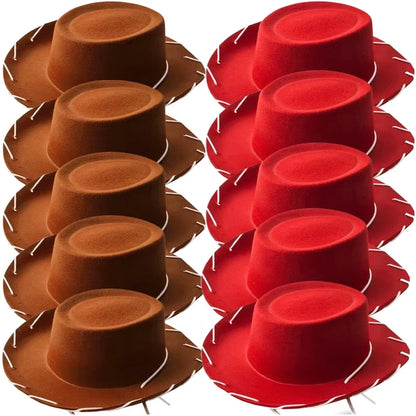 Brown Red Cowboy Western Hats and Bandanas for Kids Costume Hat Accessories for Toddler Child Theme Birthday Party Halloween