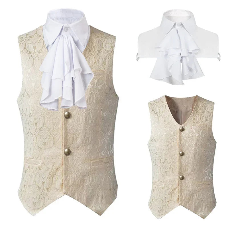 2024  Vest Men Renaissance Steampunk Coat Gothic Jacquard Waistcoat Single Breasted Business Formal Dress Vest for Suit