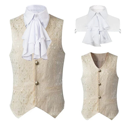 2024  Vest Men Renaissance Steampunk Coat Gothic Jacquard Waistcoat Single Breasted Business Formal Dress Vest for Suit