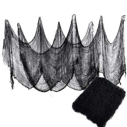 2/4m Horror Halloween Decoration Black Gauze Artificial Spider Web For Haunted House Halloween Party Home Decor Scary Scene Prop