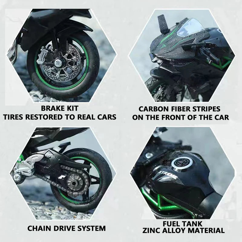 1:18 Ninja Diecast Motorcycle Model Workable Shock-Absorber Toy For Children Gifts Toy Decoration