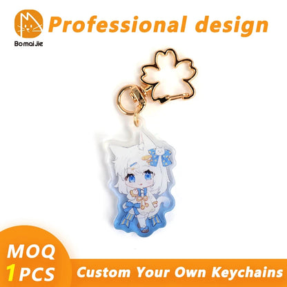 Custom Acrylic Keychain Customized Double Sided Printing Epoxy Hologram Keychains Design Game Anime Cartoon Logo Key Chain Gift