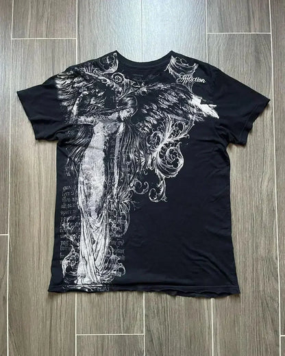 American New Retro Trend Printed Long Sleeve 90s Street Hip-Hop Harajuku T-shirt Men Fashion Gothic Casual Pure Cotton Loose Top