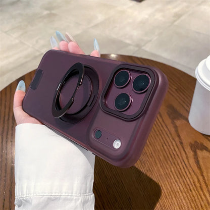 Luxury 360 Rotating Magnetic Stain-resistant Case For iPhone 17 18 Pro Max Shockproof TPU Hybrid PC For Magsafe Stand Cover