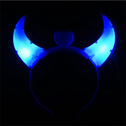 Led Funny Devil Horn Light Up Head Band Hair Hoops Flashing Horn Children Adults Halloween Christmas Party Decor Headwear