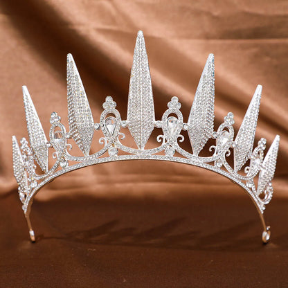 Baroque Black Silver Color Crystal Rhinestone Tiaras And Crowns For Women Bride Halloween Party Hair Accessories