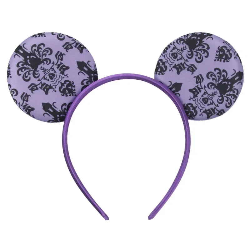 Disney leather Bat Bows Mickey Mouse Ear Headband for Adults Halloween Headwear Women Girls Cosplay Ghost Party Hair Accessories